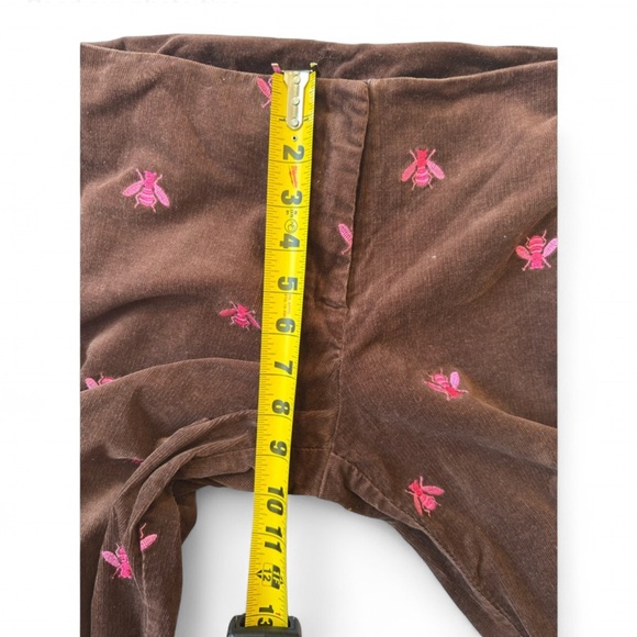 Vintage Lilly Pulitzer Embroidered Pink Bee Brown Corduroy Pants Cottagecore Y2K - Picture 8 of 8